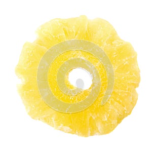 dried ananas slices, candied pineapple slice isolated on white background