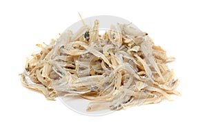 Dried anchovies over white