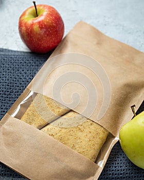 Dried apple fruit lavash in paper package