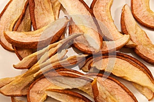 Dried apple slices top view