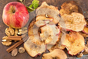 Dried apples and cinnamon