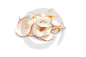 Dried apples on white background photo