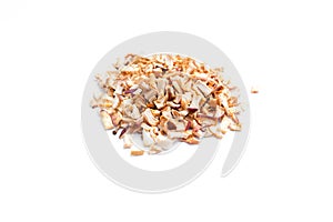 Dried apples on white background photo