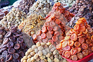 Dried apricots of different colors photo