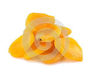 Dried apricots isolated on white background with shadow. Bunche of dehydrate fruits