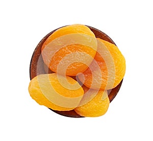 Dried apricots on a white