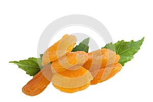 Dried apricots in a white background