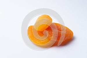 Dried apricots on a white background