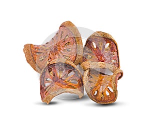 dried bale fruit tea on white background.