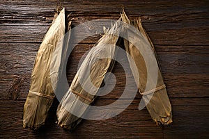 Dried Bamboo leaves in brown for Zongzi recipe