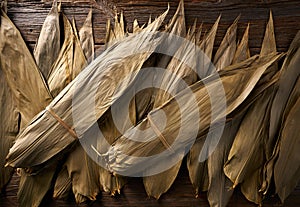 Dried Bamboo leaves in brown for Zongzi recipe
