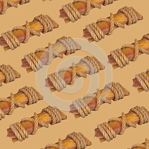 Dried beef tendons for dogs abstract background