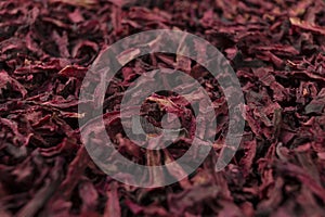 Dried beetroot slices. food ingredient. Macro photo. Shallow depth of field