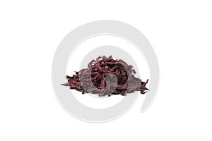 Dried beetroot slices heap isolated on white background. food ingredient