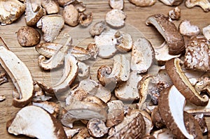 Dried birch polypore on cutting board