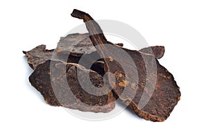 Dried Black Bean Wild HeShou Wu,Natural Polygonum Multiflorum Root, Fo-ti. Isolated on white background