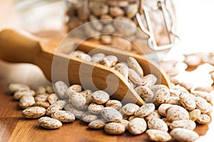 Dried borlotti beans.