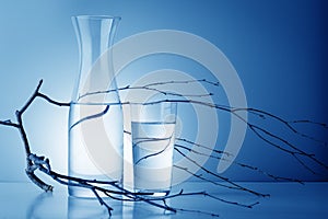 Dried Branch decoration with water glass