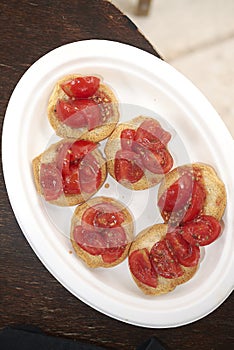 Dried bread, called friselle, as appetizer