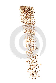 Dried buckwheat on a white isolated background