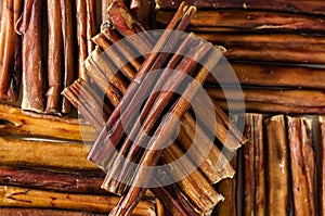 Dried bully sticks for dogs background photo