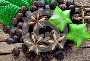 Dried capsule seeds fruit of sacha-Inchi peanut