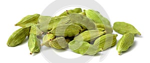Dried cardamom seeds isolated on white