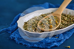 Dried chamomile or chamomile flowers to make medicinal infusions