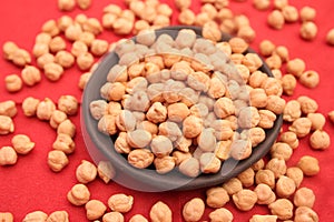 Dried chick peas in a bowl