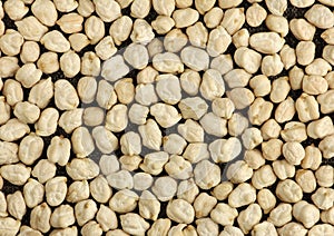 Dried chickpeas on cloth, chickpea seeds are high in vegetable protein