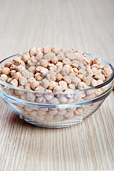 Dried chickpeas, legumes, in a bowl