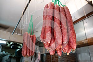 Dried Chinese sausage. In Thai, Chinese sausage is called kun chiang