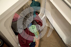 Dried clothes in dryer of house