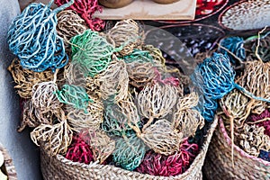 Dried colored Maryam Booti Anastatica flowers, at a market in Luxor