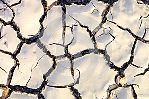 Dried and cracked earth pattern, drought concept