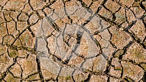 Dried cracked earth soil ground texture background.