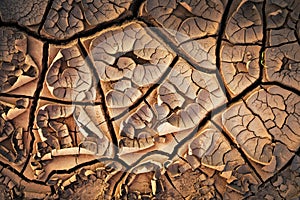 Dried cracked earth soil ground texture background.