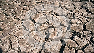 Dried cracked earth soil ground texture background, pattern of drought lack of water of nature old broken