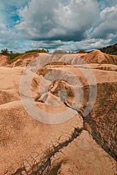 Dried cracked ground. Vulcanii Noroiosi in Buzau, Romania