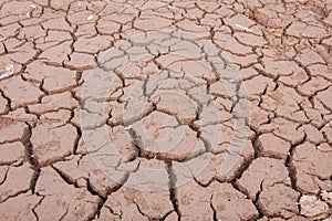 Dried cracked mud,drought land , waterless, in thailand