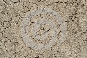 Dried cracked soil, textured, top view