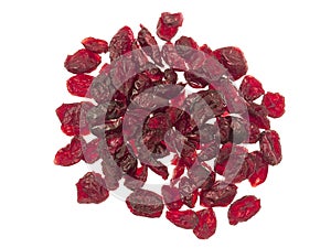 Dried cranberries isolated on white