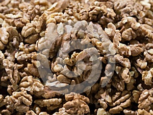 Dried and crusted walnut interior.