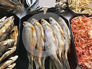Dried and cured fish closeup