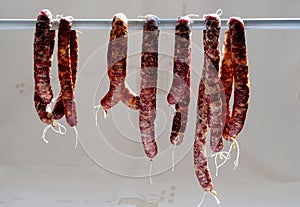 Dried cured salami,