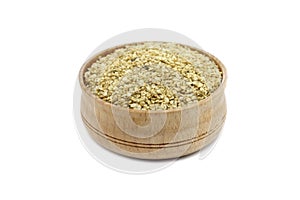 Dried Daphnia in a wooden dish