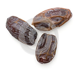 Dried date fruit on white