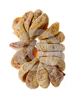 Dried fig fruit on white background