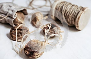 Dried figs on the string; healthful food