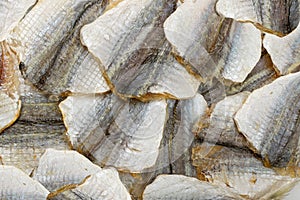 Dried Fish Isolated, Dry Salted Seafood Snack, Stockfish, Beer Snacks photo